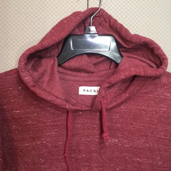 PACSUN WOMENS CROPPED HOODIE BURGUNDY DISTRESSED MEDIUM - Picture 2 of 12